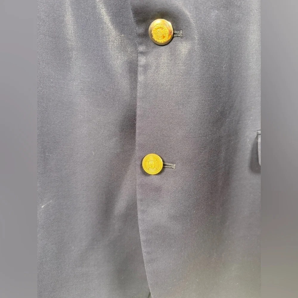 Lauren Ralph Lauren 100% Wool Navy Blazer with Gold Buttons, Size 50L